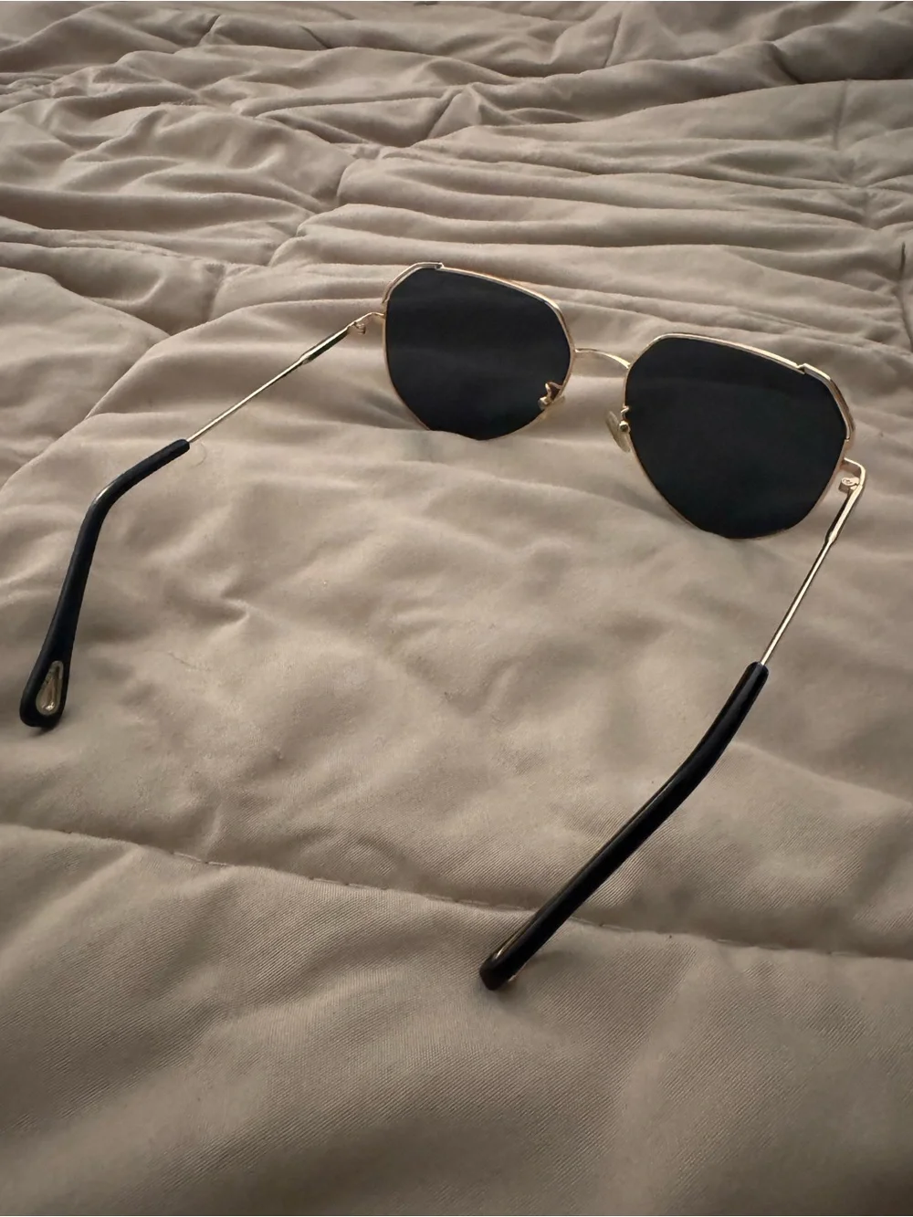 Black Lens Gold Frame Sunglasses